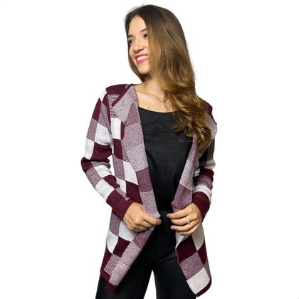 Imagem de Casaquinho Kimono Cardigan Feminino Tricot Trancinha Inverno
