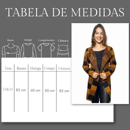 Imagem de Casaquinho Kimono Cardigan Feminino Tricot Trancinha Inverno