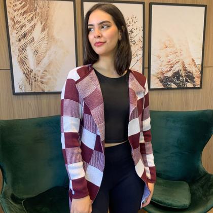 Imagem de Casaquinho Kimono Cardigan Feminino Tricot Trancinha Inverno
