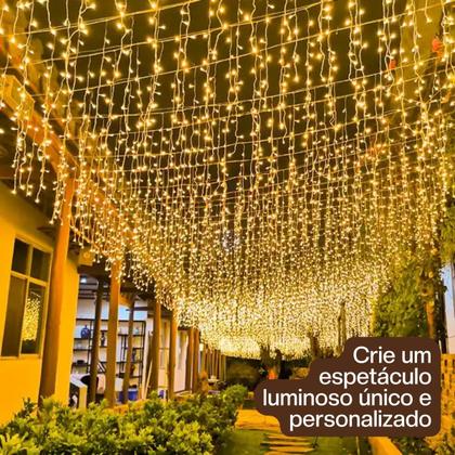 Imagem de Cascata 200 Led 5 Metros Natal Luz Fixa Com Emenda 127V e 220V