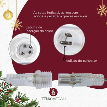 Imagem de Cascata 200 Led 5 Metros Natal Luz Fixa Com Emenda 127V e 220V