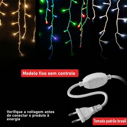 Imagem de Cascata 400 Led Fixo Macho E Fêmea C/emenda 10m Natal 110v