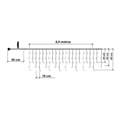 Imagem de Cascata 400 Leds 10 Metros Luz Branca Fixa 