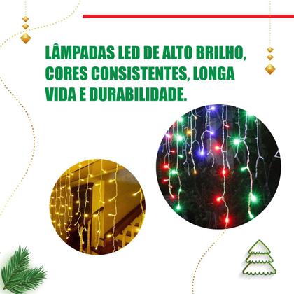 Imagem de Cascata 400 Leds Colorida Pisca 9,5 Metros Decoração Natal 8 Funções 110v 