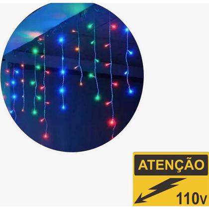 Imagem de Cascata 400 Leds Colorido 10 Metro C/ Fio Branco 8 Funções 110V