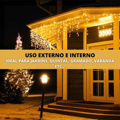 Imagem de Cascata 400 Leds Colorido 10 Metro C/ Fio Branco 8 Funções 110V