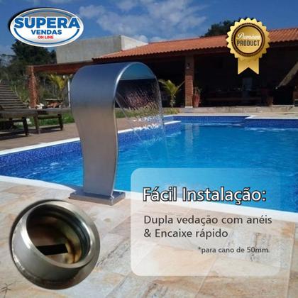 Imagem de Cascata Aço Inox 70 Cm Para Piscina Slim Canadense Sobrepor