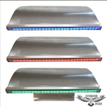 Imagem de Cascata aço inox naja media iluminação led rgb 80cm para piscina garantia fabricante 