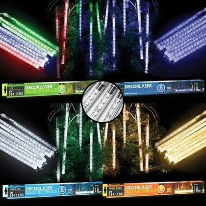 Imagem de Cascata Bastão 8 Tubo 384 Led Chuva Meteoro  Azul Bivolt Iluminação Natalina