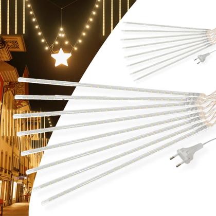 Imagem de Cascata Bastão LED Chuva Meteoro Natal Snowfall 8 Tubos 50cm Luz Branca Bivolt 288 LEDs