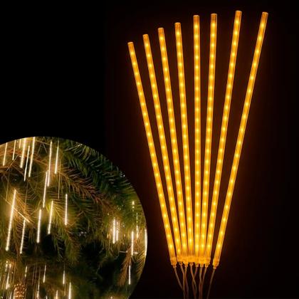 Imagem de Cascata Bastão LED Chuva Meteoro Natal Snowfall 8 Tubos 50cm Luz Branca Bivolt 288 LEDs