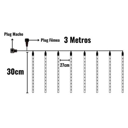 Imagem de Cascata C/8 Tubos Queda Pisca Chuva Led Decoração Natal 30cm