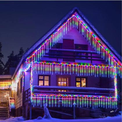 Imagem de Cascata C/8 Tubos Queda Pisca Chuva Led Decoração Natal 50cm