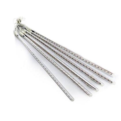 Imagem de Cascata Chuva de Neve 180 LEDs Natal 6 Tubos Enfeite Natalino Pisca Pisca Iluminaçao Decoraçao Queda Gelo