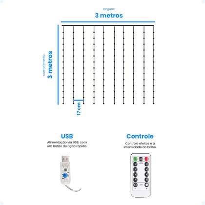 Imagem de Cascata De Natal 300 Leds Cordão De Luz De Fada Com Controle