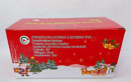 Imagem de Cascata De Natal 350 LEDS Bivolt 8 Funções 10metros Uso Externo Conectores Macho e Fêmea Pisca