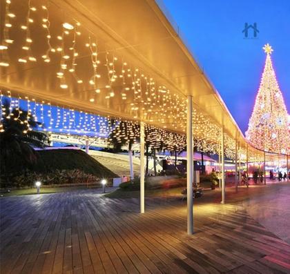 Imagem de Cascata De Natal 350 LEDS Bivolt 8 Funções 10metros Uso Externo Conectores Macho e Fêmea Pisca