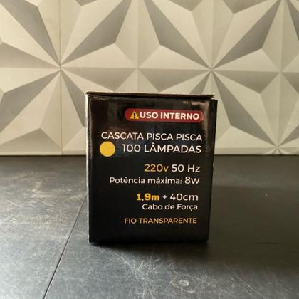 Imagem de Cascata de natal de led pisca pisca com 100 lâmpadas fio transparente 220V decoração branco quente