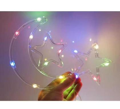 Imagem de Cascata Decoração Natal Fio De Fada Lua E Estrela 115 Leds