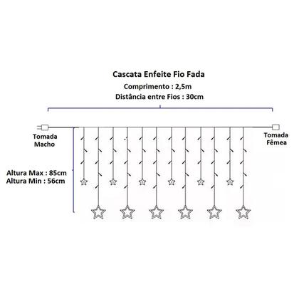 Imagem de Cascata Enfeite Decoração Natal Luz Led C/Fio Fada 2,5m