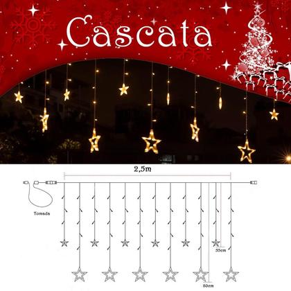 Cascata Estrela 138 Led 2,5 Metros Extensível 127V-Colorido - Klizz Imagem de Cascata Estrela 138 Led 2,5 Metros Extensível 127V-Colorido