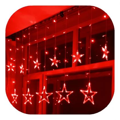Imagem de Cascata Estrela Vermelho 138 Led 2,50m Pisca Com 8 Funções Natal