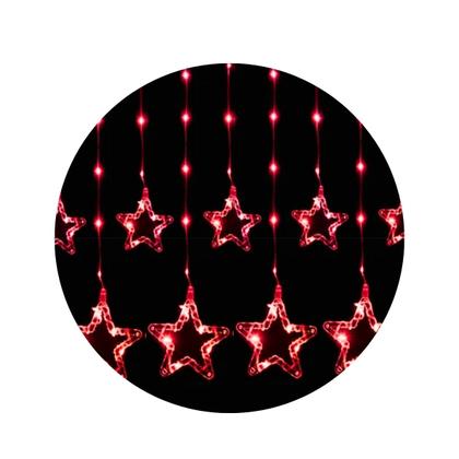 Imagem de Cascata Estrela Vermelho 138 Led 2,50m Pisca Com 8 Funções Natal