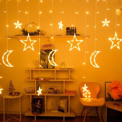 Imagem de Cascata Led com Estrelas e Lua Decoração de Natal 220v - Outras Marcas