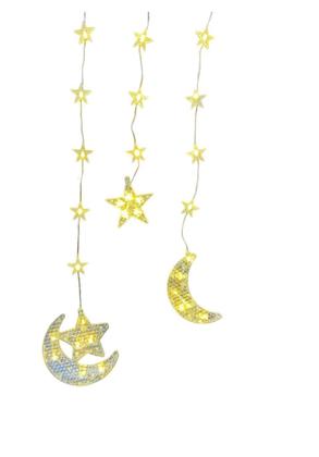 Imagem de Cascata Led Lua e Estrela Luz Amarela 2,5m