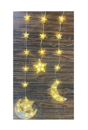 Imagem de Cascata Led Lua e Estrela Luz Amarela 2,5m