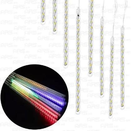 Imagem de Cascata Natal Chuva Gelo 8 Tubos 320 Led 50cm Pisca Branco ou Colorido