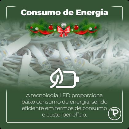 Imagem de Cascata Natalina 400 Leds Decoração Natal Festas Pisca Pisca até 10m Fixo ou 8 Funções 110v e 220v