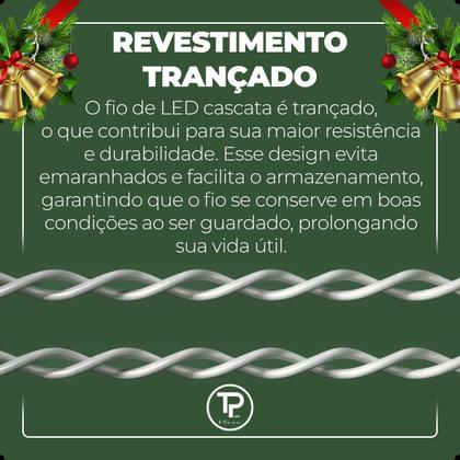 Imagem de Cascata Natalina 400 Leds Decoração Natal Festas Pisca Pisca até 10m Fixo ou 8 Funções 110v e 220v
