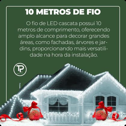 Imagem de Cascata Natalina 400 Leds Decoração Natal Festas Pisca Pisca até 10m Fixo ou 8 Funções 110v e 220v