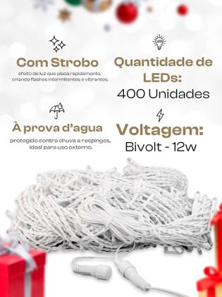 Imagem de Cascata Pisca 400 Led Fixa Efeito Strobo 10metros Extensivel