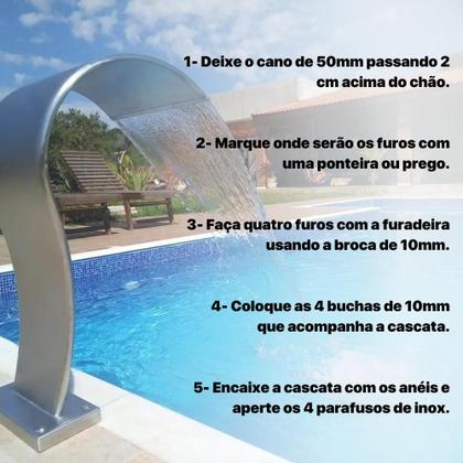 Imagem de Cascata Piscina Inox 80cm Altura Ótima Qualidade Direto do Fabricante