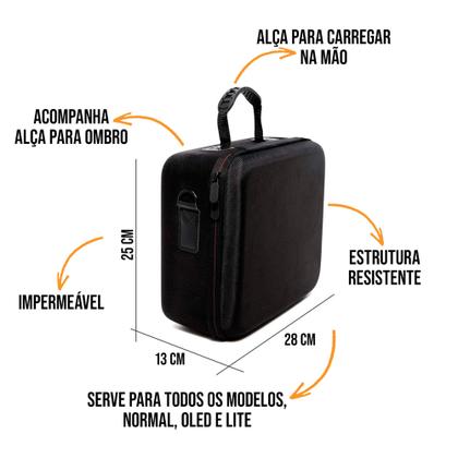 Imagem de Case Bolsa Estojo Compatível Com Nintendo Switch Oled + Grip Controller Joy Preto