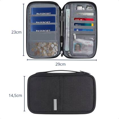 Imagem de Case Capa Organizador Carteira Porta Passaporte Para Viagens Impermeável Com Alça de Mão Tamanho Pequeno
