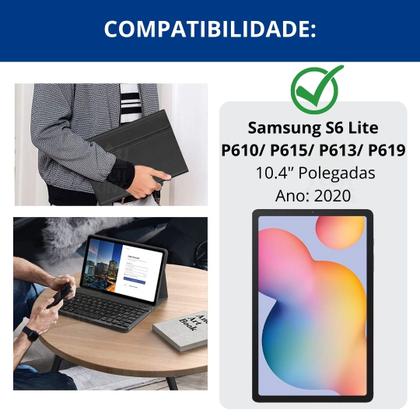Imagem de Case com teclado em couro para Galaxy Tab S6 Lite P610 10,4"