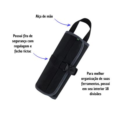 Imagem de Case Estojo Para Ferramentas Trinchas Pincel Eletricista Dobravel Nylon Reforçado 18 Bolsos