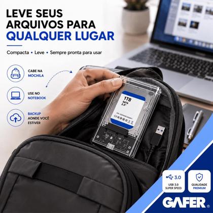 Imagem de Case Externa Transparente Slim para HD ou SSD 2.5 USB 3.0 Portátil Adaptador SATA Plug Play