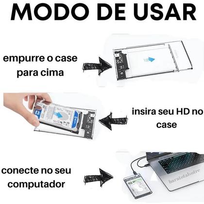 Imagem de Case Externo Gaveta para HD SSD SATA Transparente PC Notebook USB 3.0
