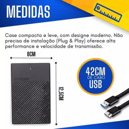 Imagem de Case Externo para HDD 2.5" SSD SATA USB 3.0 com LED Indicador