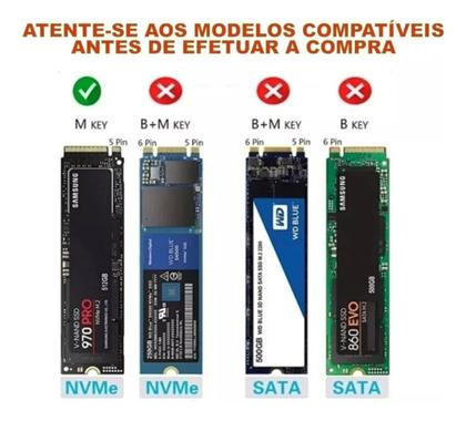 Imagem de Case Gaveta SSd M.2 Nvme 2230 a 2280 USB 3.1 e USB-C 10GB/s