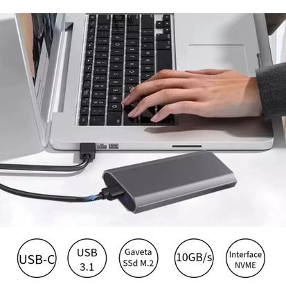 Imagem de Case Gaveta SSd M.2 Nvme 2230 a 2280 USB 3.1 e USB-C 10GB/s