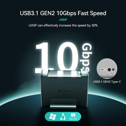 Imagem de Case Gaveta USB-C 3.1 10Gbps para 2 HDS Externo de 3,5" polegadas RAID 0 e 1