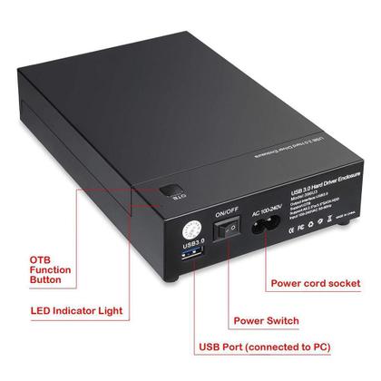 Imagem de Case Para Hd Backup Usb 2.0 Sata 2.5 3.5 Botão Otb