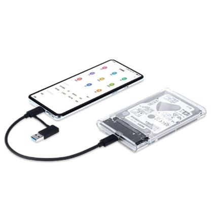 Imagem de Case para HD Externo 2.5" USB 3.0 5Gpbs Cabo Y para Celular Android Tipo-C e Computador Exbom CGHD-7