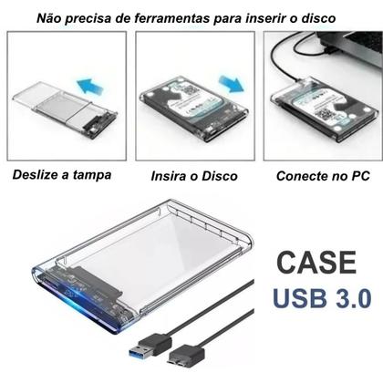 Imagem de Case para Hd transparente Usb 3.0 Transmissão 6gbps Sata 2.5" HD ou SSD