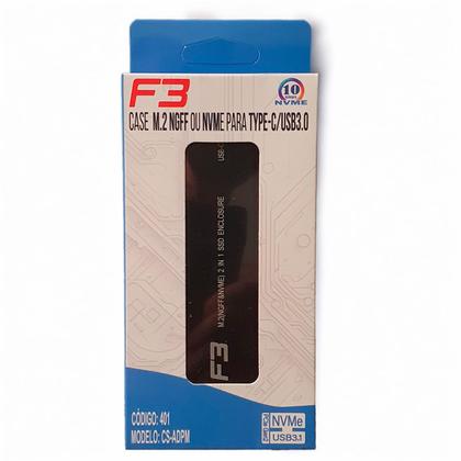 Imagem de Case para SSD M2 NVME e NGFF em Metal USB 3.0 e Type C CS-ADPM-NGFF/NVME F3